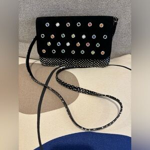 Russell&Bromley Suede&Leather Jeweled Shoulder Bag/Clutch (Matching Shoes)